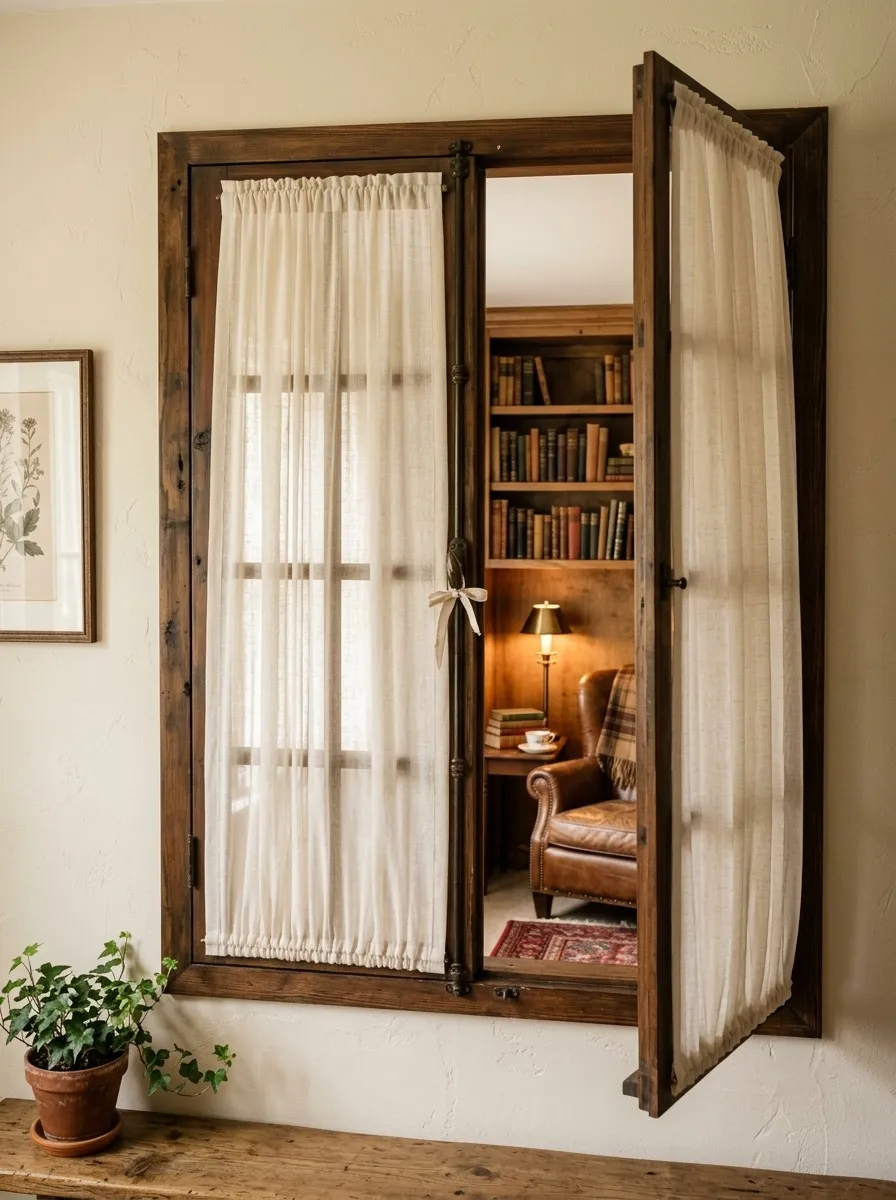 Hidden Door With a Faux Window Backdrop