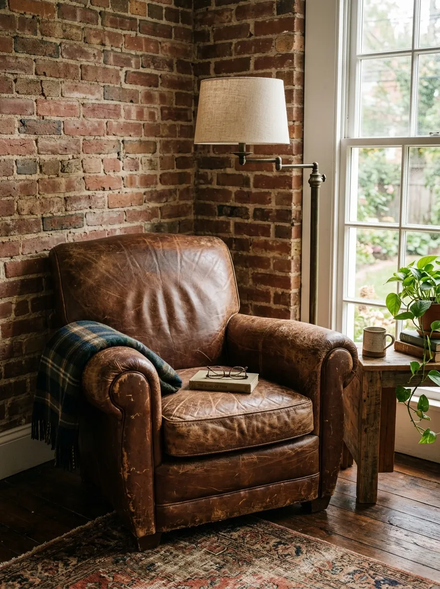 Distressed Leather Armchair
