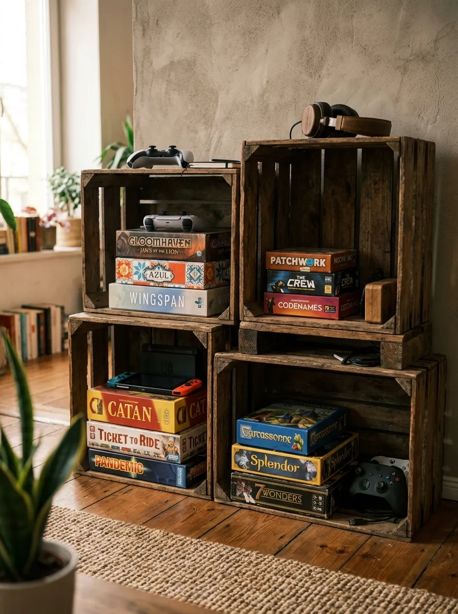 Repurposed Crates for Storage