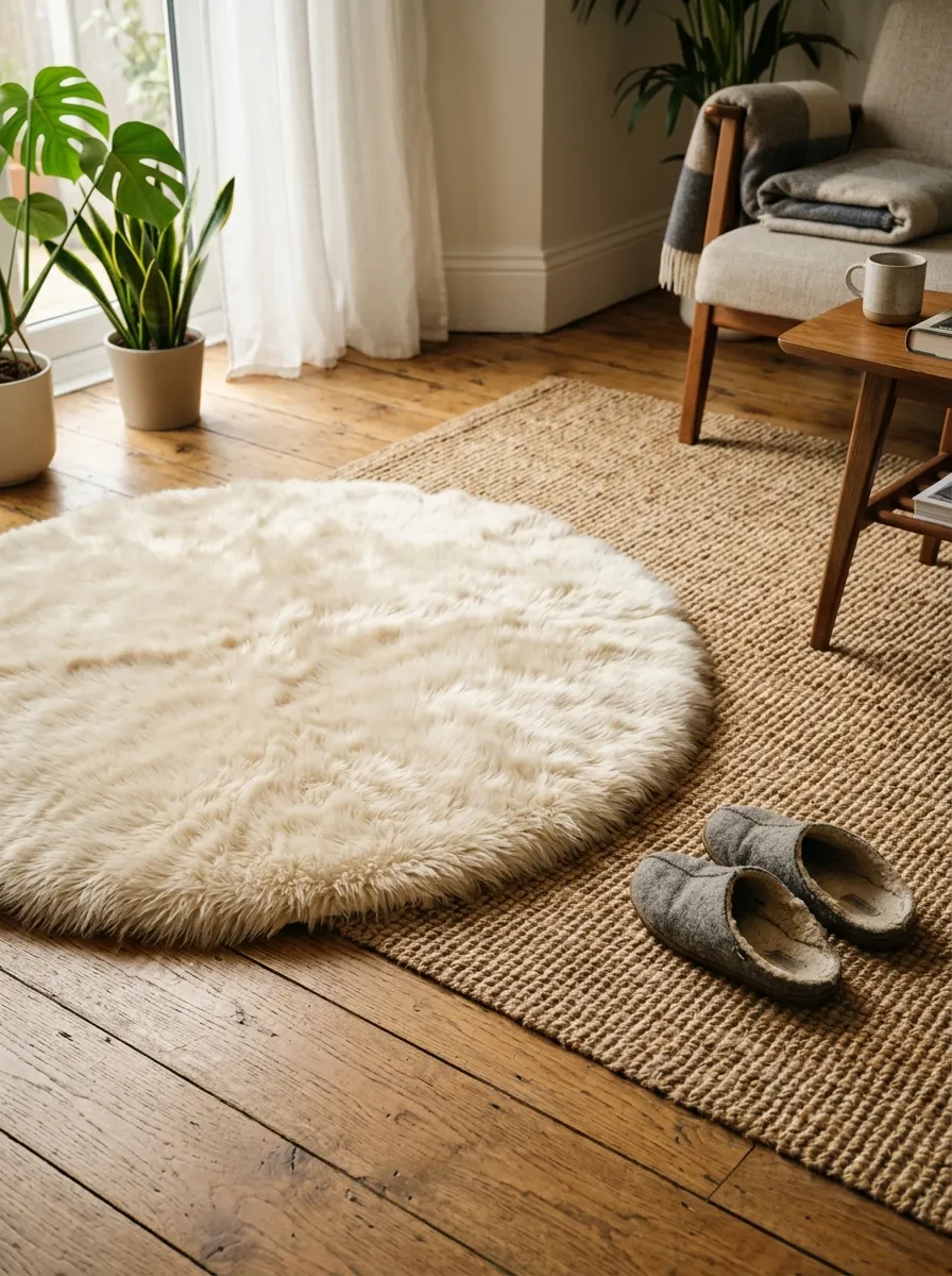 Add a Faux Fur Rug Layer