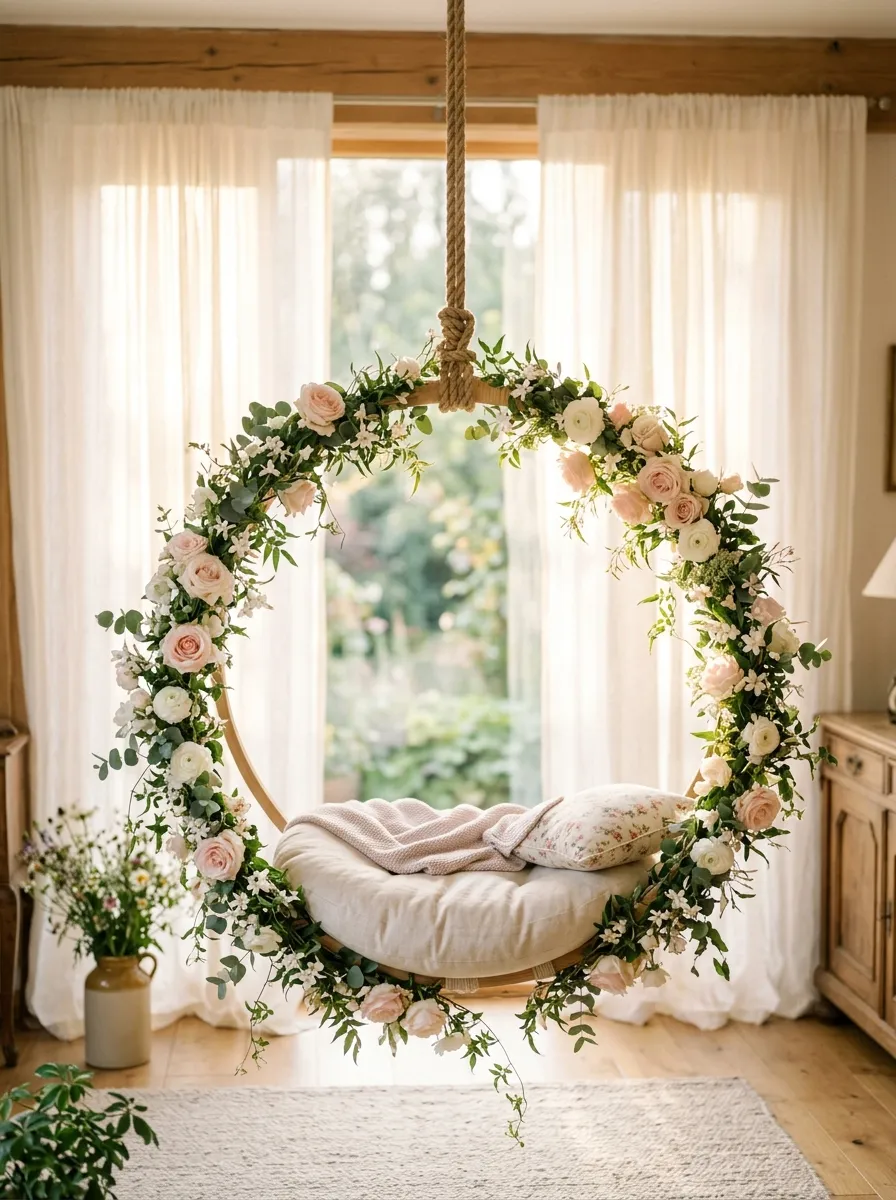 Hoop Swing with Fresh Flowers