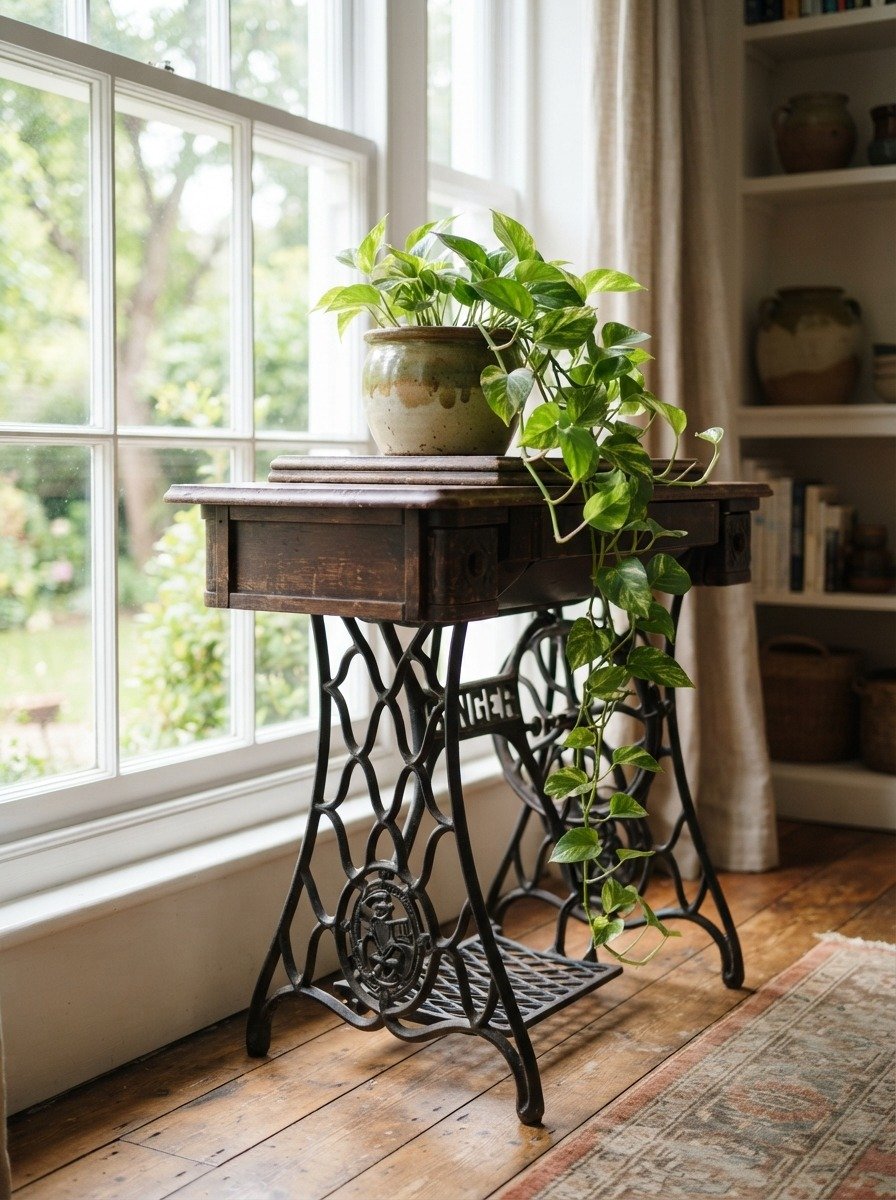Add a Vintage Sewing Machine Table