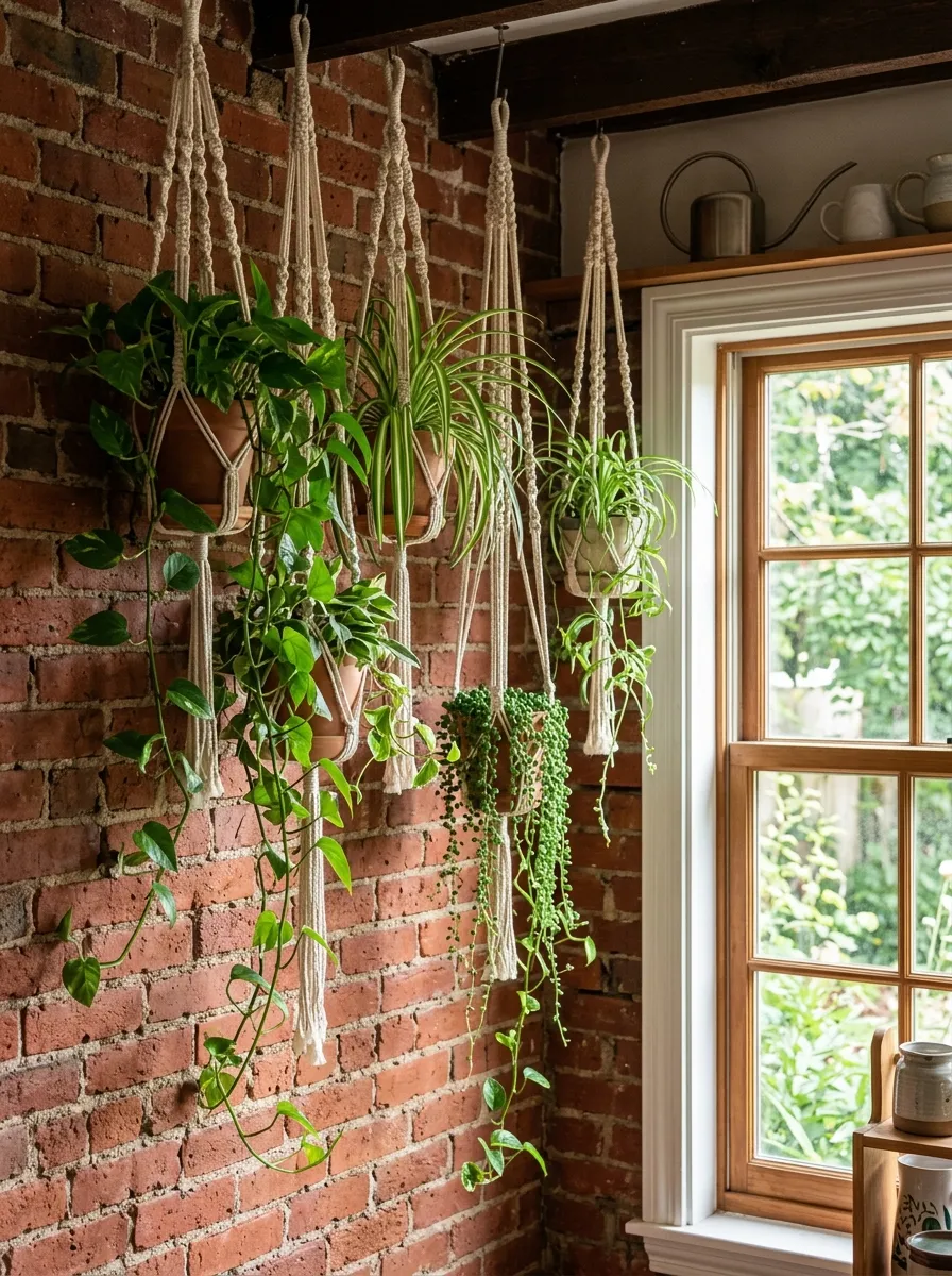 Add Hanging Plants In Macrame Holders