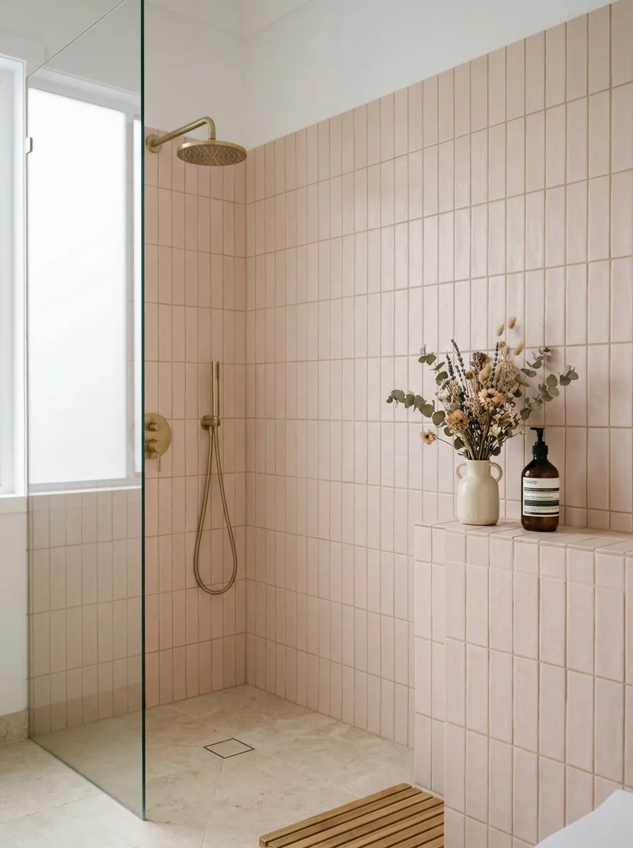 Pale Blush Pink Tiles for Softness