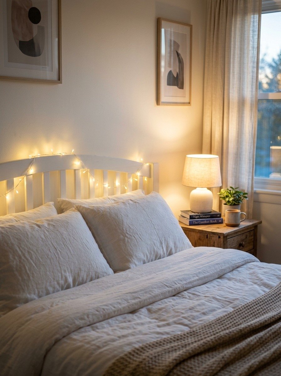Use White String Lights for Soft Ambiance