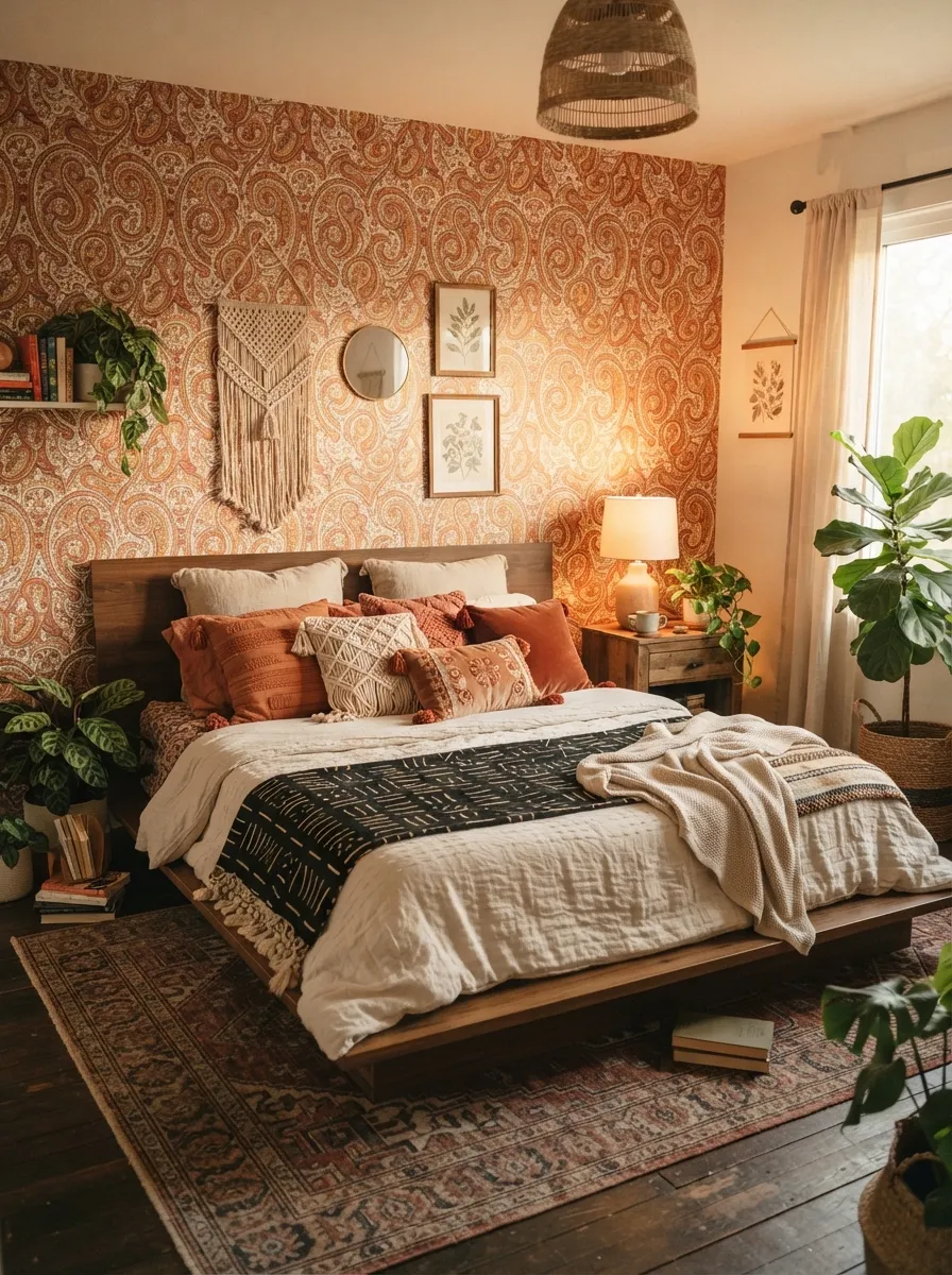 Paisley Print Feature Wall