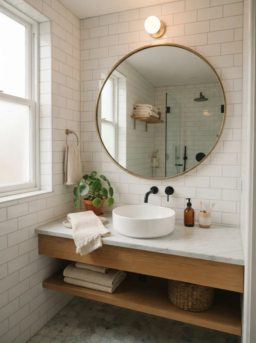 Oversized Mirror in a Small Bathroom