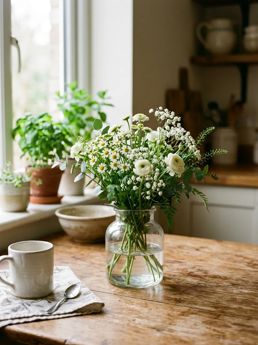 Fresh Flowers in Simple Vases