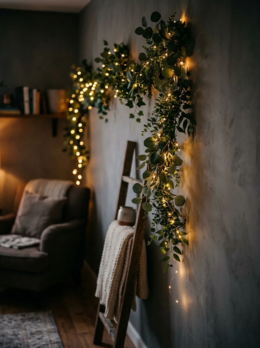 Drape String Lights and Greenery