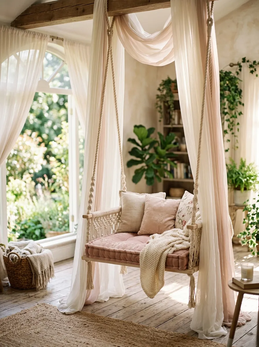 Swing with a Soft Canopy Drape