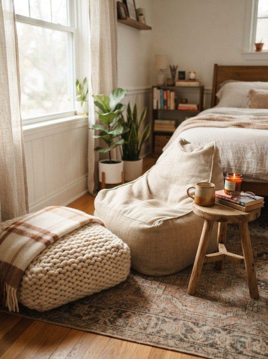 Create a Cozy Corner With a Bean Bag or Floor Cushion