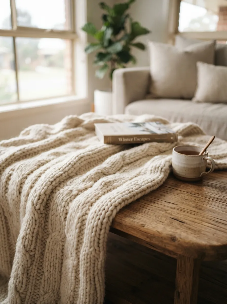 Add A Textured Throw Draped Over The Edge