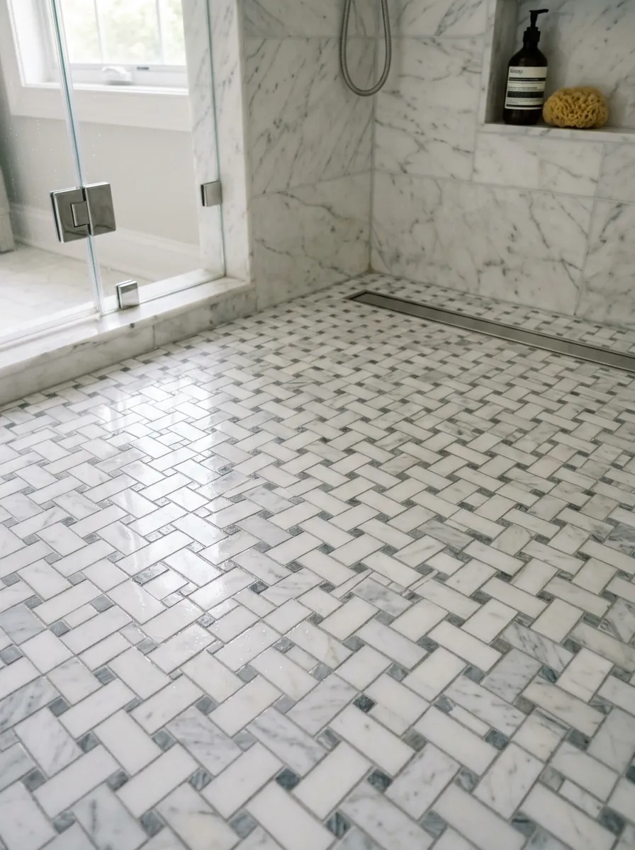 Basketweave Marble Mosaic Floor