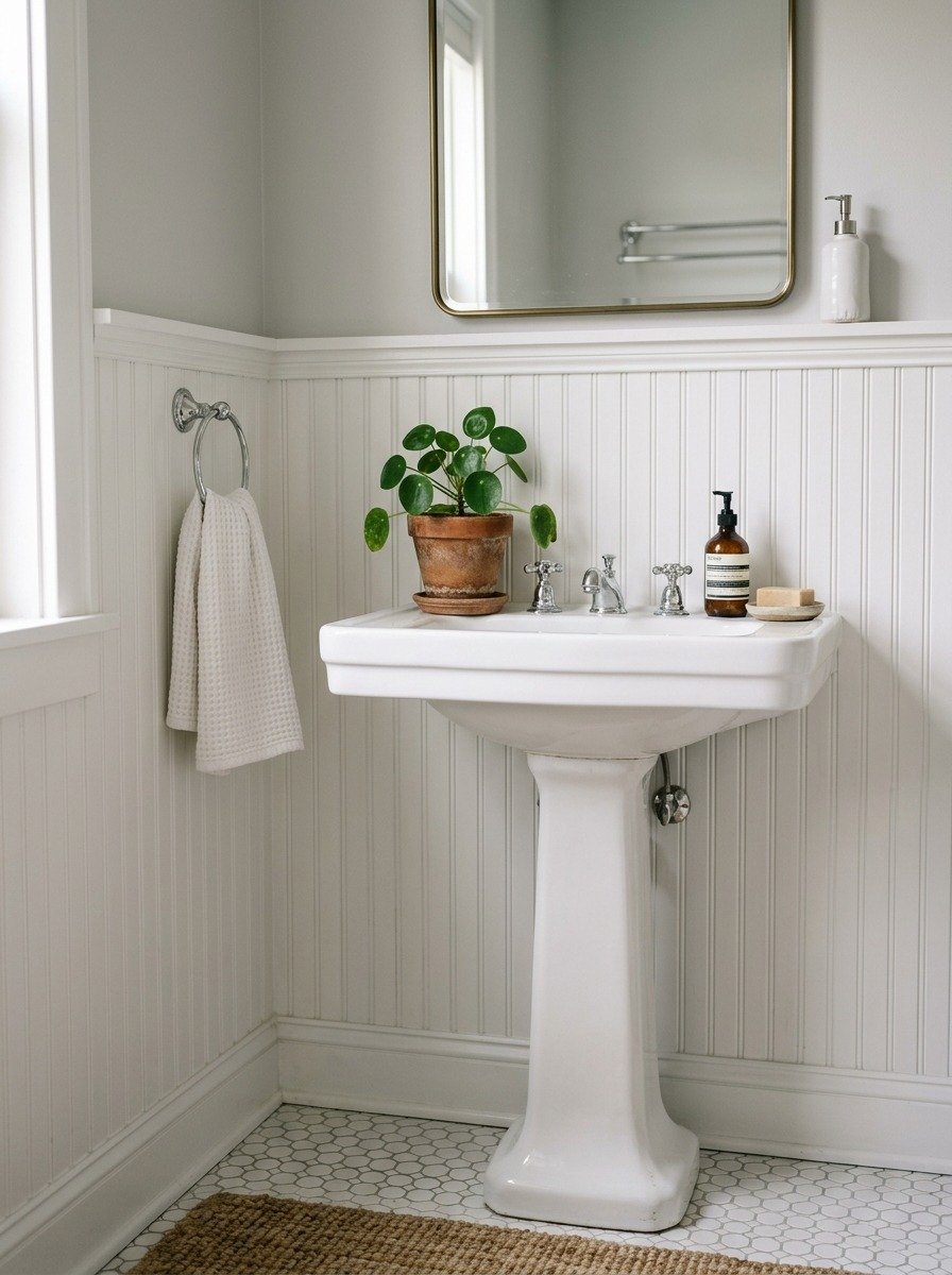 Add White Beadboard to a Bathroom