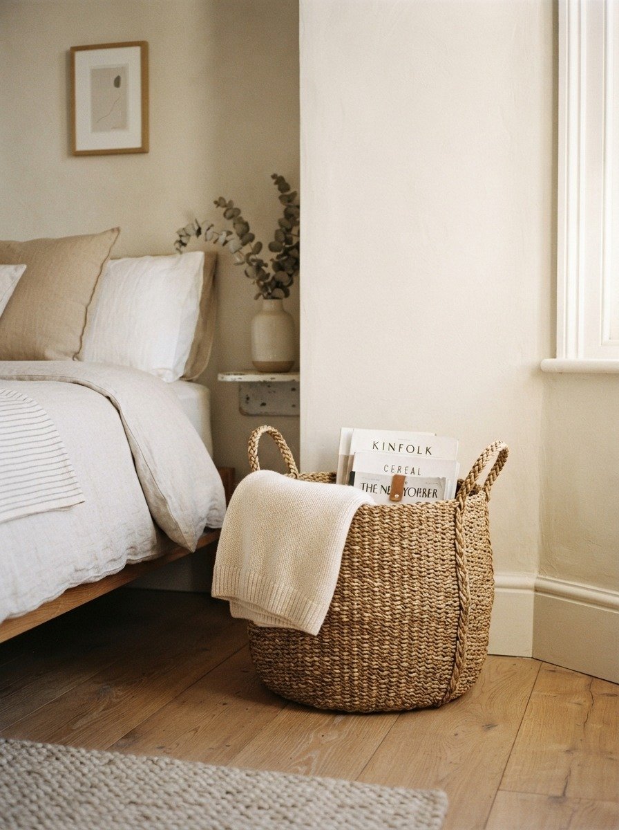 Add a Woven Basket for Storage and Texture