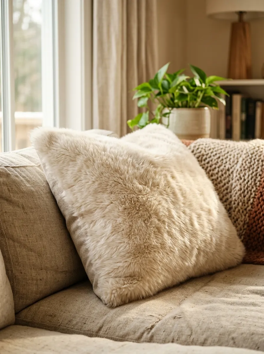 Add a Faux Fur Accent Pillow or Throw