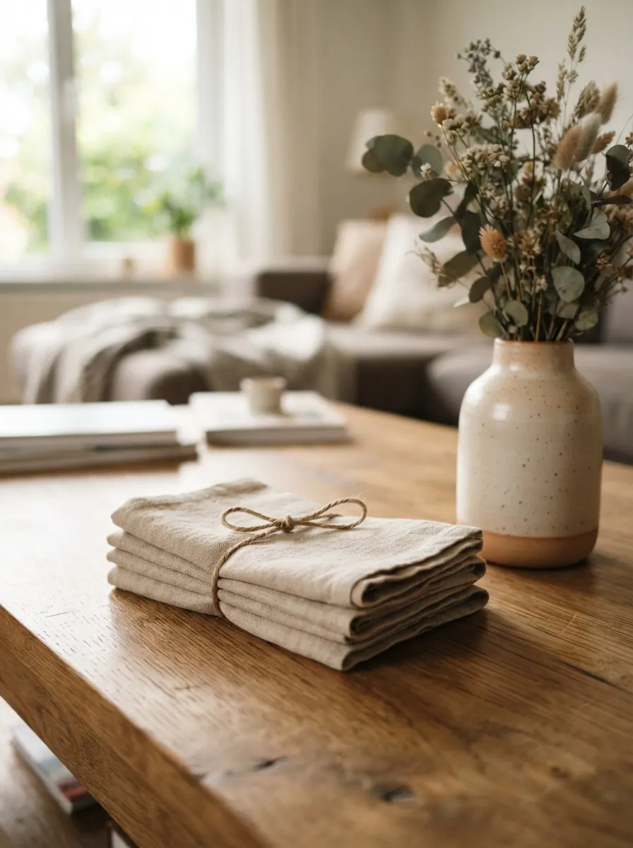 Style A Small Stack Of Linen Napkins Or Coasters