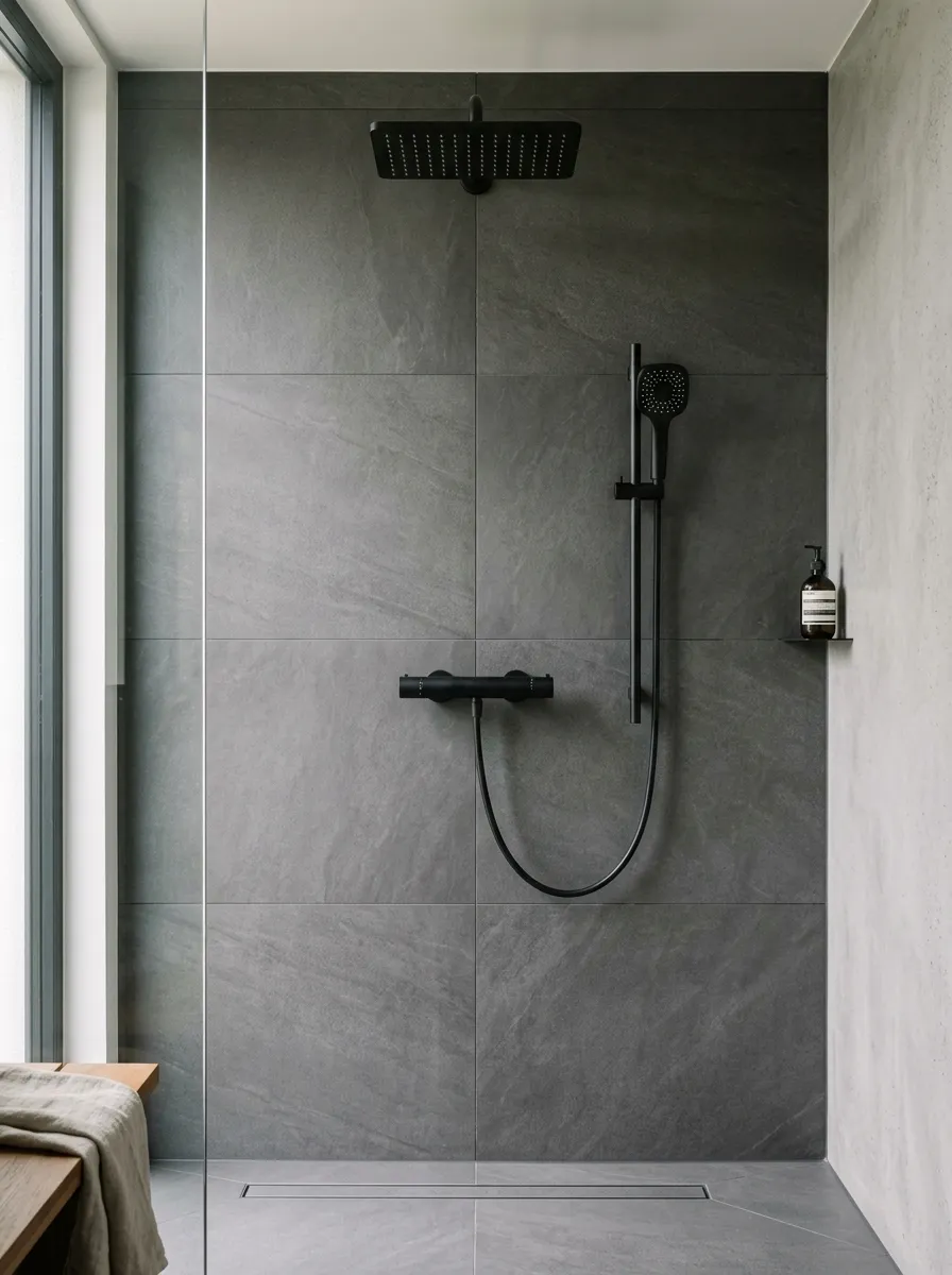 Charcoal Grey Large Slab Tiles