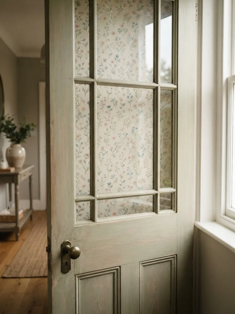 Add a Removable Wallpaper Backing Behind Glass Panels