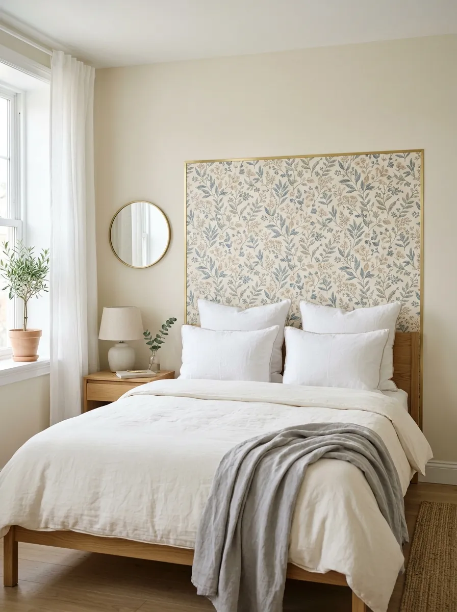 Faux Headboard with Wallpaper
