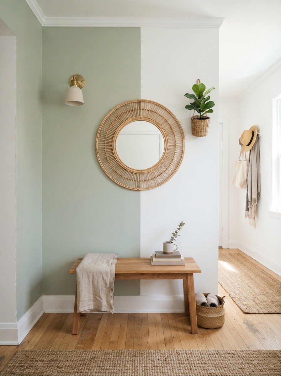 Two Tone Wall With a Mirror Feature