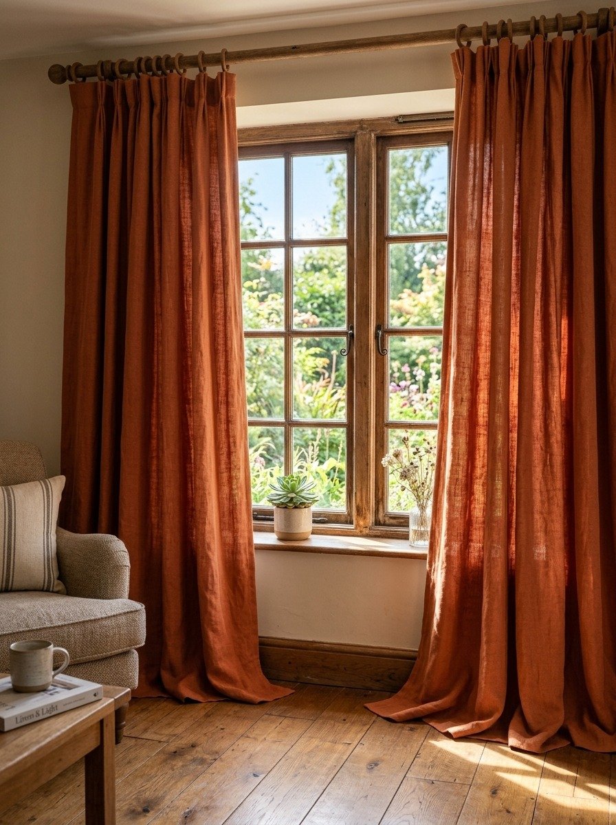 Warm Toned Curtains and Drapery