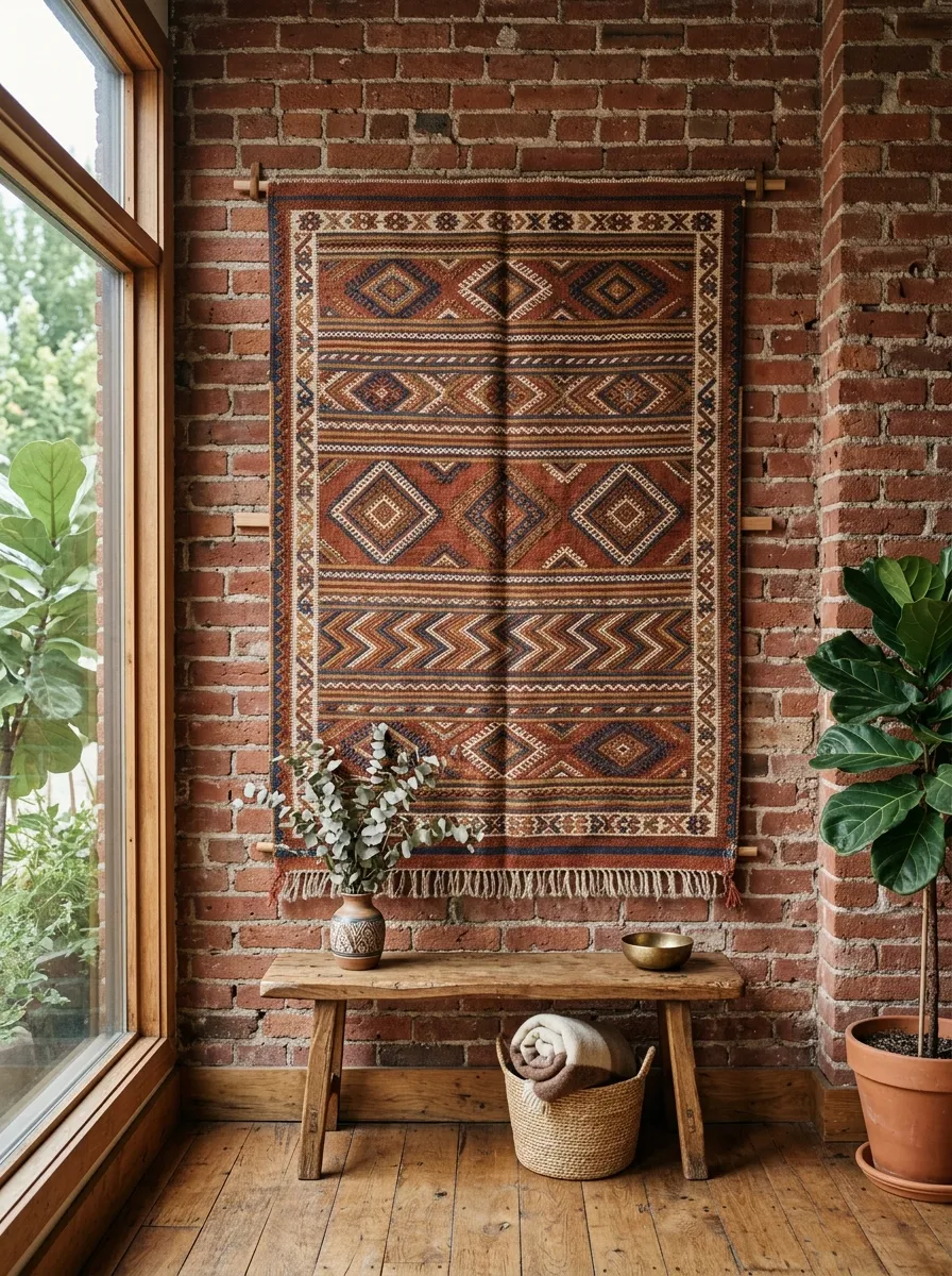 Add A Woven Rug As Wall Art