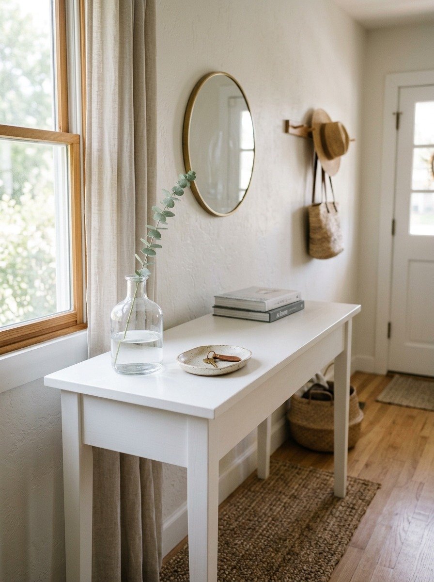 Create a White Console Table Vignette in the Entryway