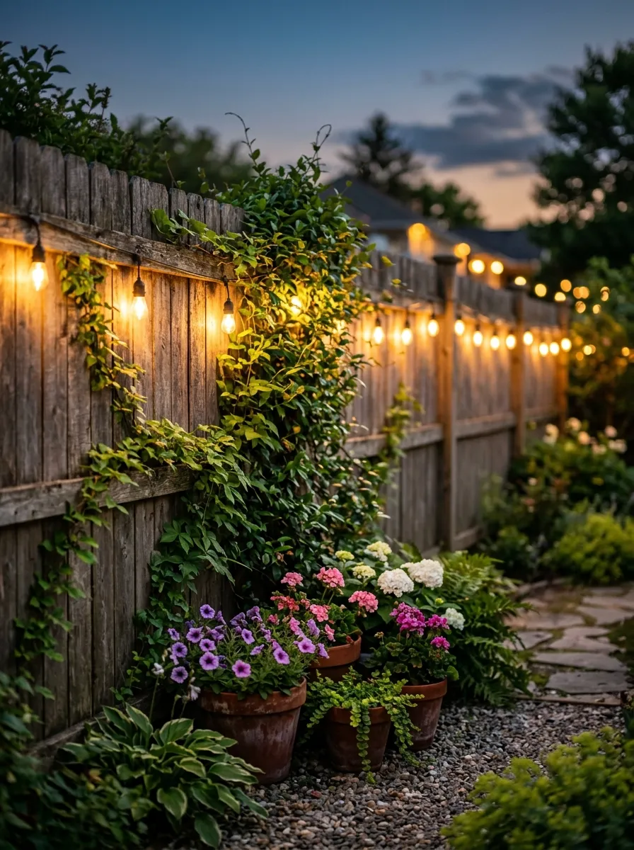 String Lights Along the Fence