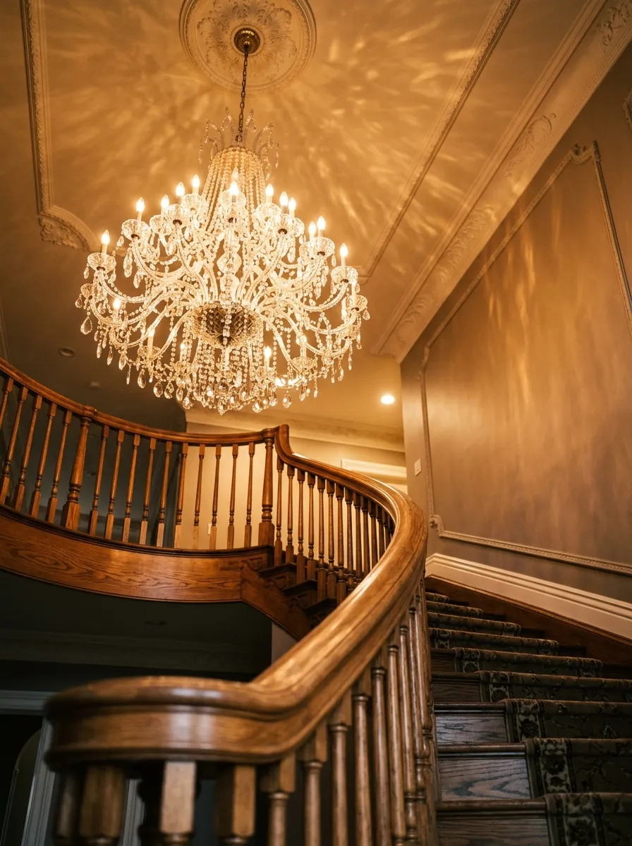 Hang a Statement Chandelier Above the Staircase