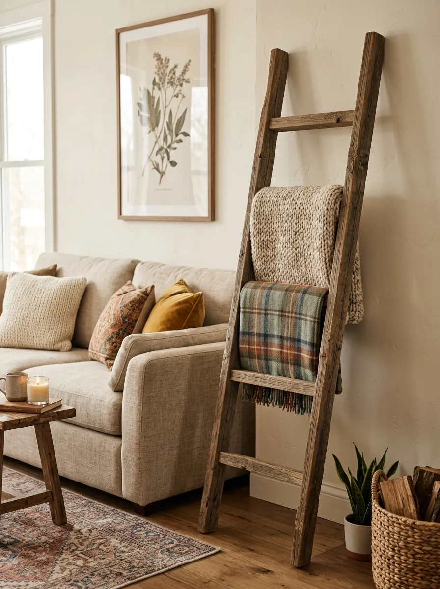 Add a Blanket Ladder Beside the Sofa