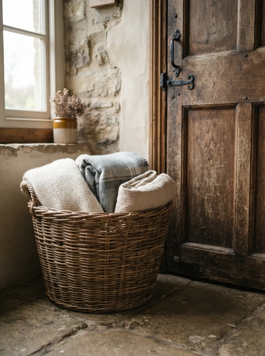 Add a Woven Basket for Extra Storage and Style