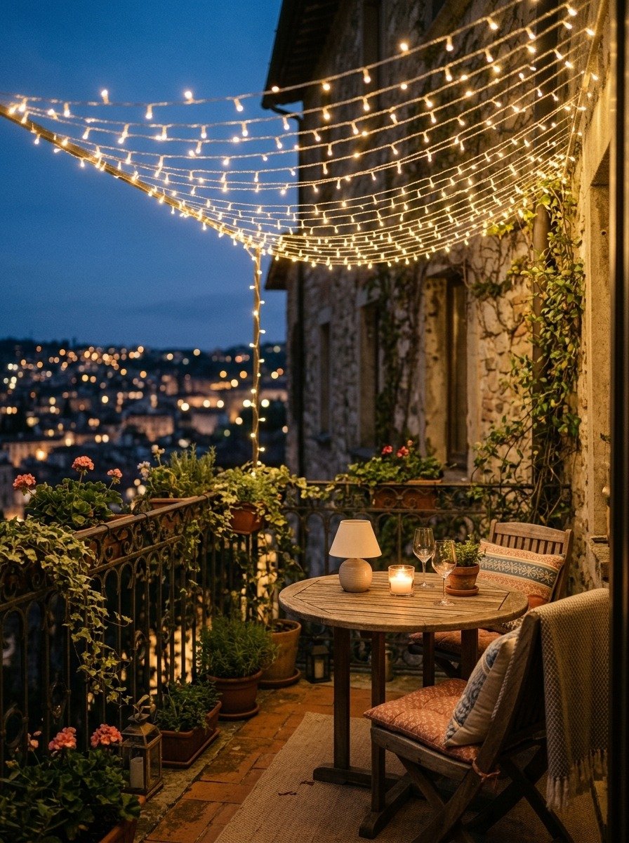 Hang Fairy Lights in a Canopy Pattern