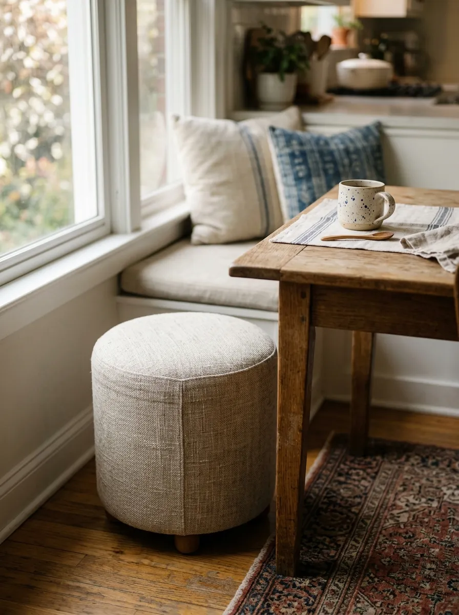Add A Small Rolling Ottoman For Extra Seating