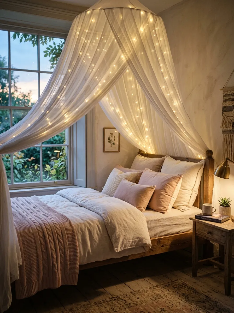 Fairy Light Canopy Bed