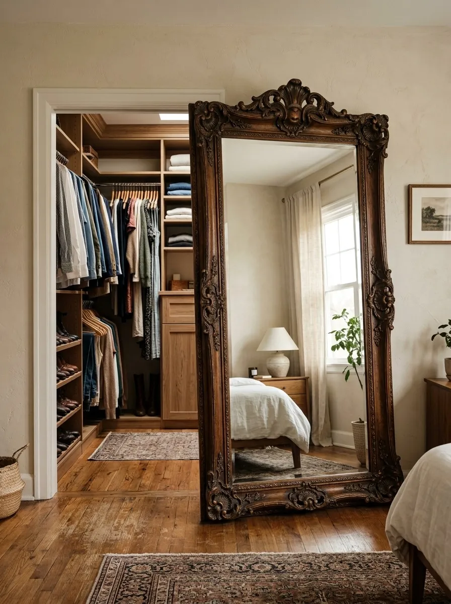 Mirror Door Leading to a Private Closet