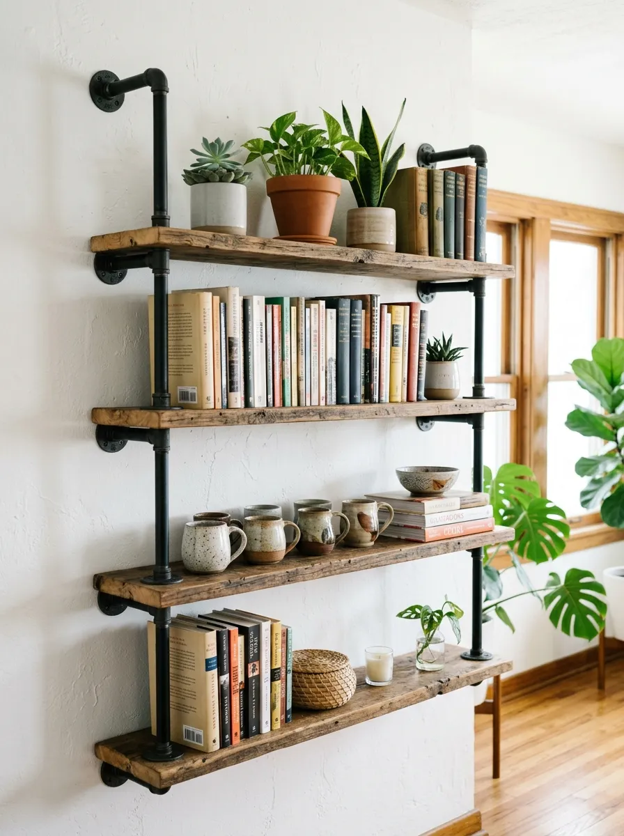 Black Metal Pipe Shelving