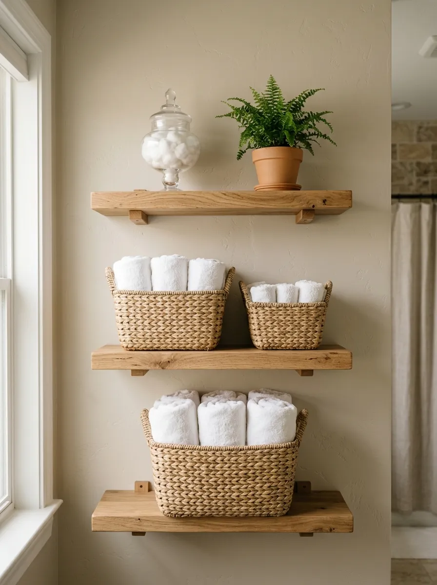 Bathroom Ladder of Baskets