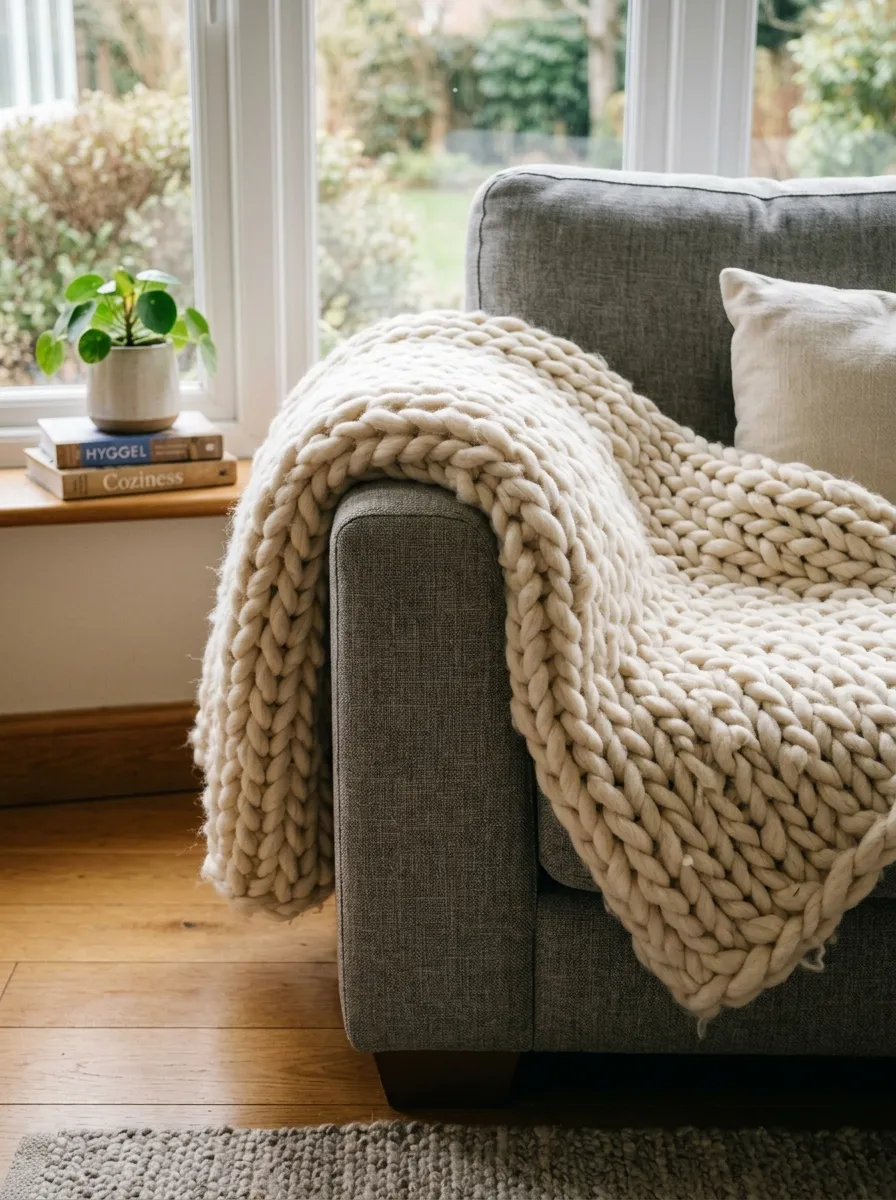 Add a Chunky Knit Throw Blanket