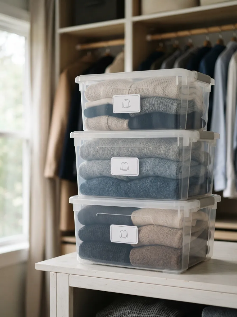 Add Clear Storage Bins