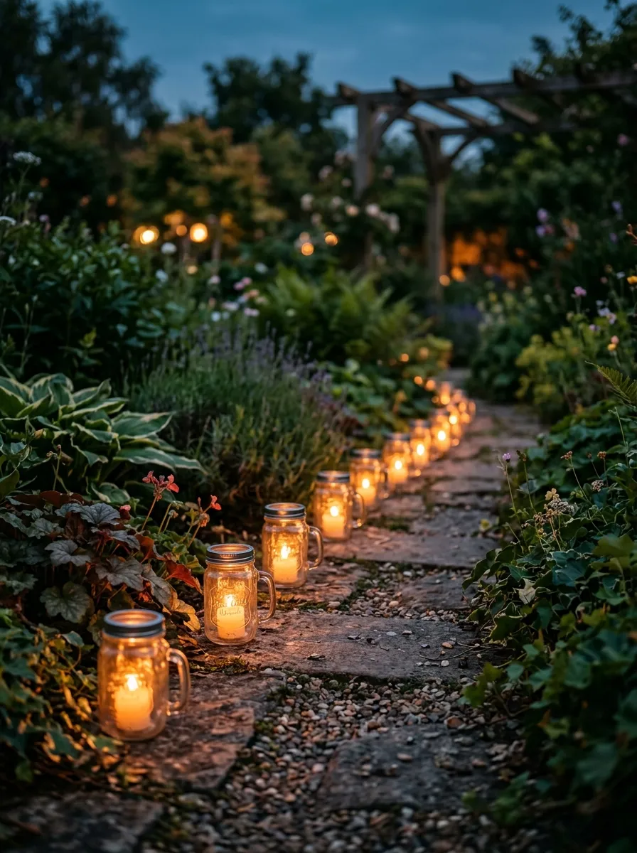 Mason Jar Lanterns for Pathways