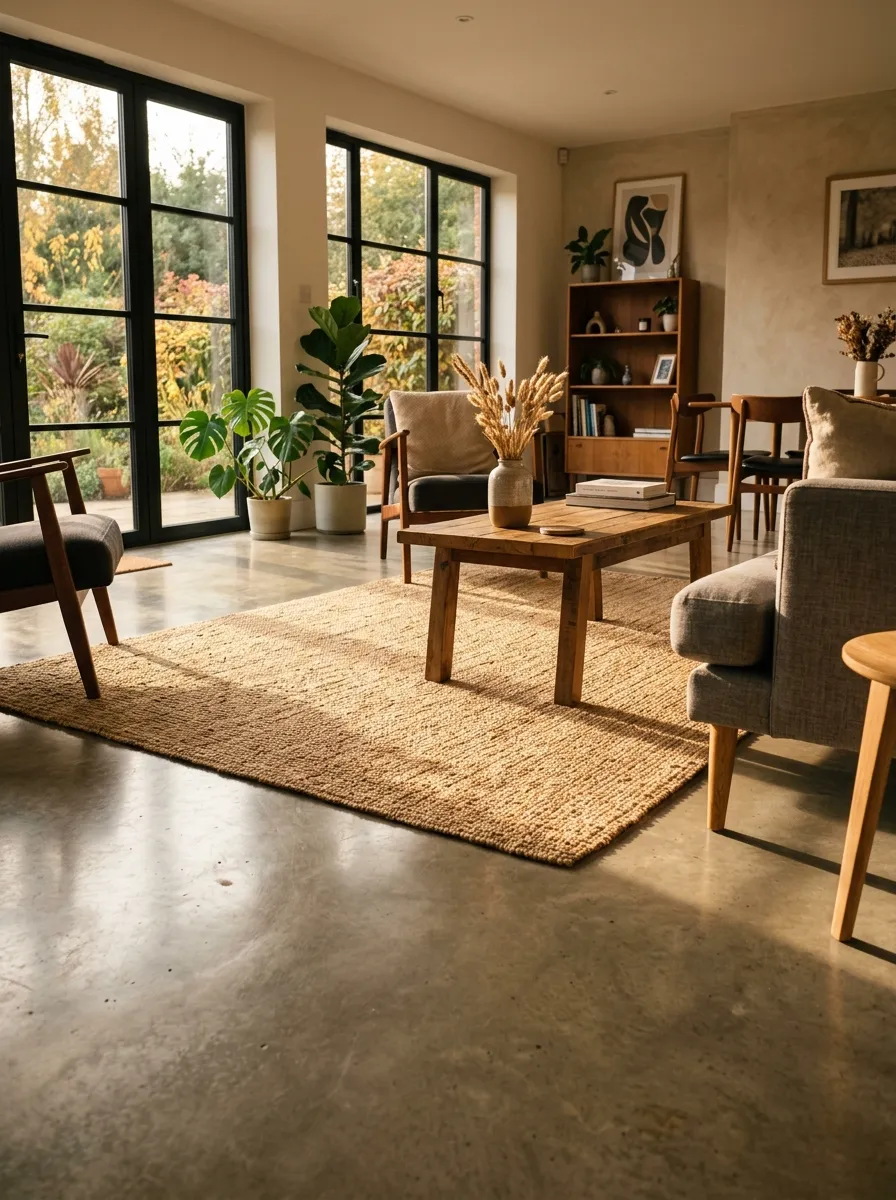 Concrete Floors with Area Rugs