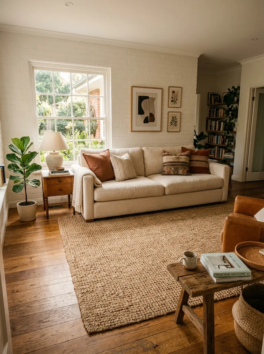 Introduce a Textured Area Rug Underneath