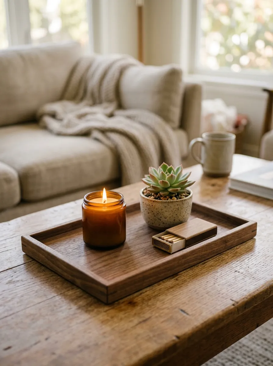 Use A Wooden Tray To Group Items