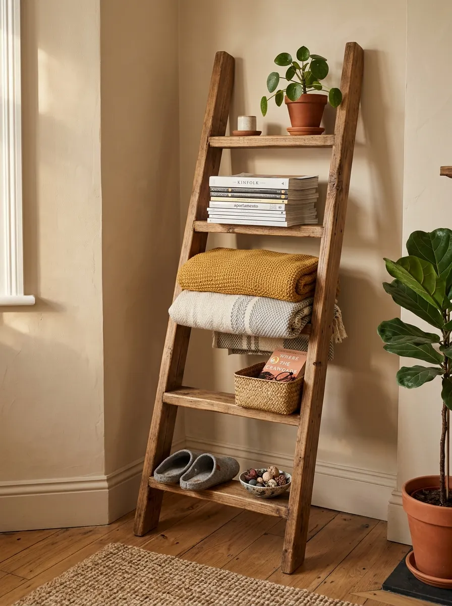 Lean a Ladder Shelf in the Corner