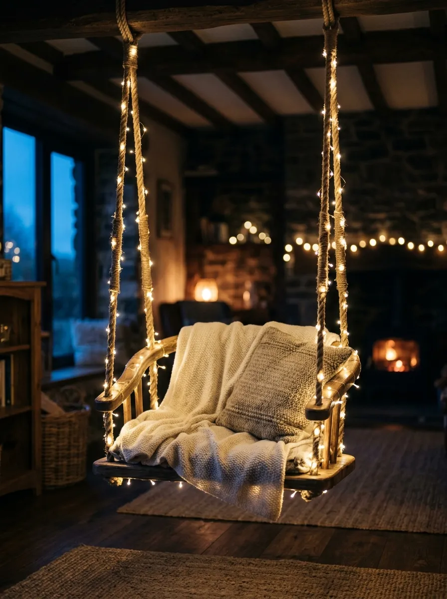 Fairy Light Wrapped Swing