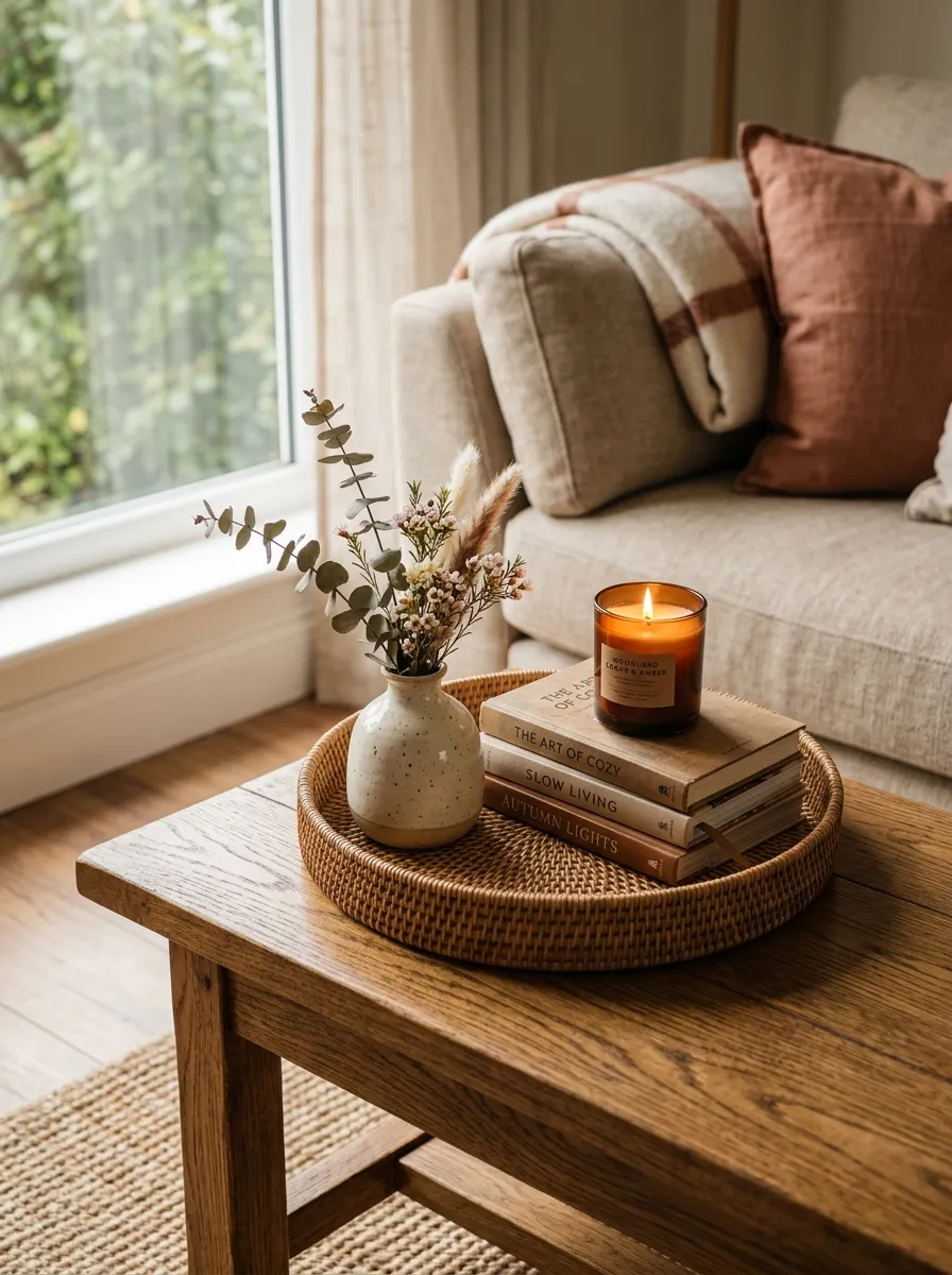 Style a Coffee Table Tray Beside the Couch