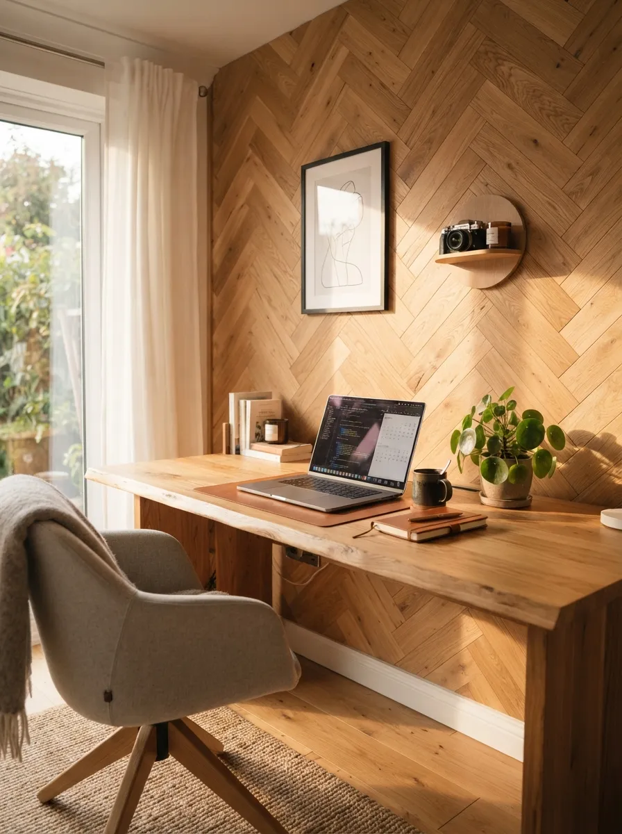 Herringbone Wood Panel Wall
