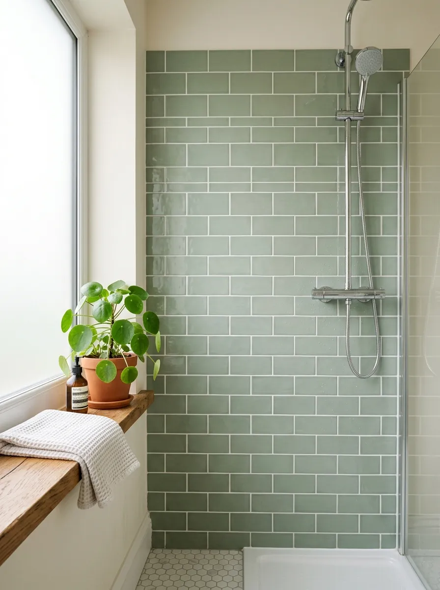 Soft Sage Green Subway Tiles