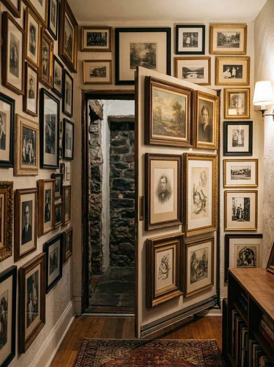 Hidden Door Behind a Gallery Wall